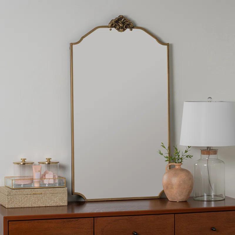 Regal Symmetry Antique Gold Wood Rectangular Wall Mirror