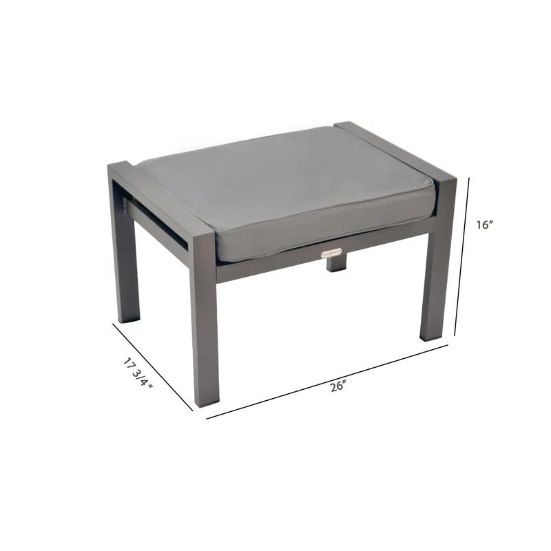 Lakeview Aluminum Outdoor Ottoman With Charcoal Cushion