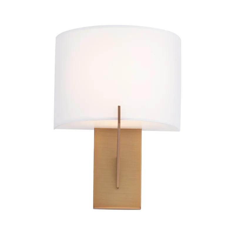 Fitzgerald Aged Brass 16" Dimmable LED Wall Sconce with White Shade