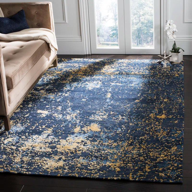 17 Stories Tiffany Hand Knotted 60% Wool, 20% Cotton, And 20% Viscose Abstract Rug