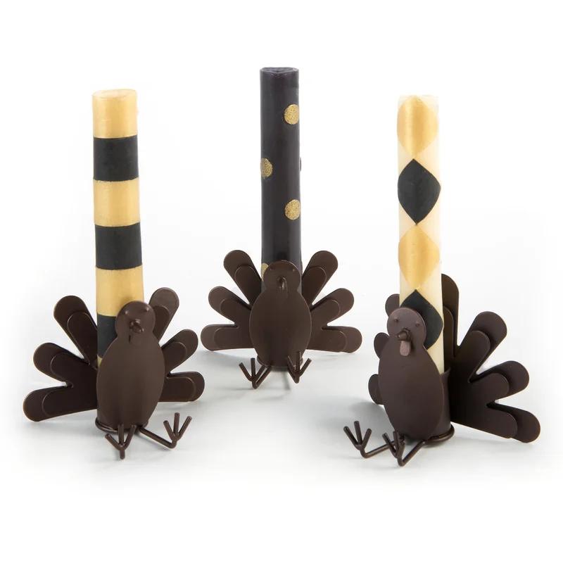 Elegant Black Beeswax 6-Piece Taper Candle Set