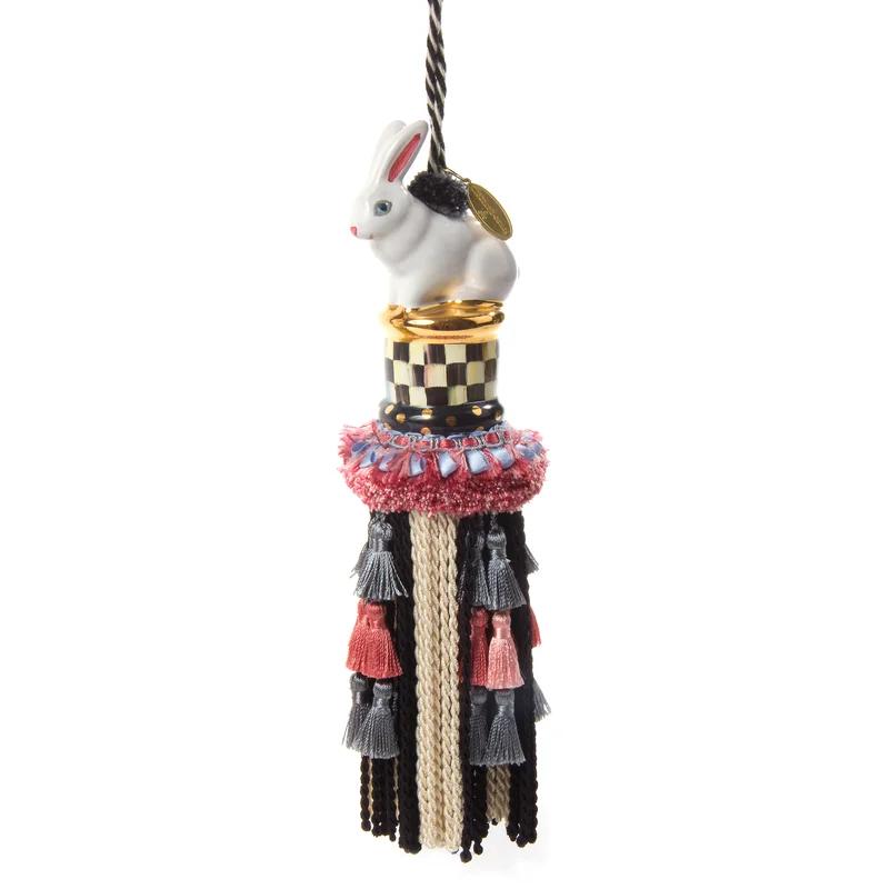 Courtly Check Handcrafted Rabbit Tassel with Ceramic Head