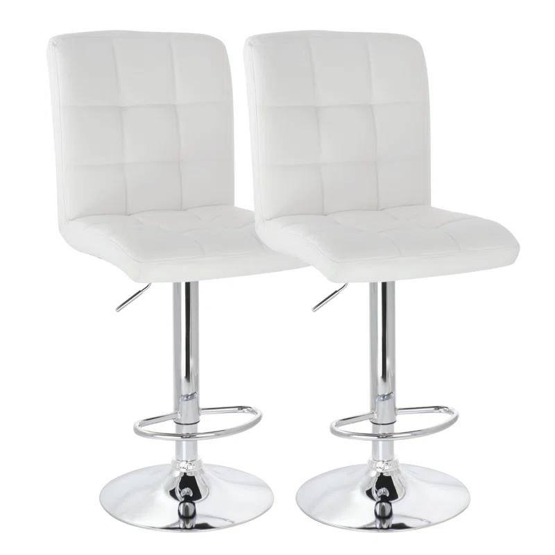 Latitude Run® Jaretssi Swivel Upholstered Adjustable Height Counter Stool with Metal Frame (Set of 2)