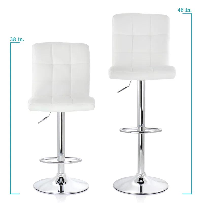 Latitude Run® Jaretssi Swivel Upholstered Adjustable Height Counter Stool with Metal Frame (Set of 2)
