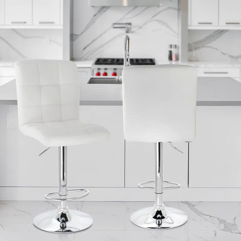 Latitude Run® Jaretssi Swivel Upholstered Adjustable Height Counter Stool with Metal Frame (Set of 2)