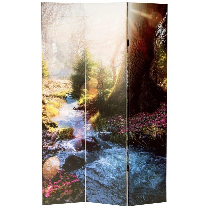 Millwood Pines 6 Ft. Tall Double Sided Stairway To Heaven Canvas Room Divider 3 Panel Freestanding Folding Privacy Screen Partition And Separator For Modern And Contemporary Bedroom Home Office Studio