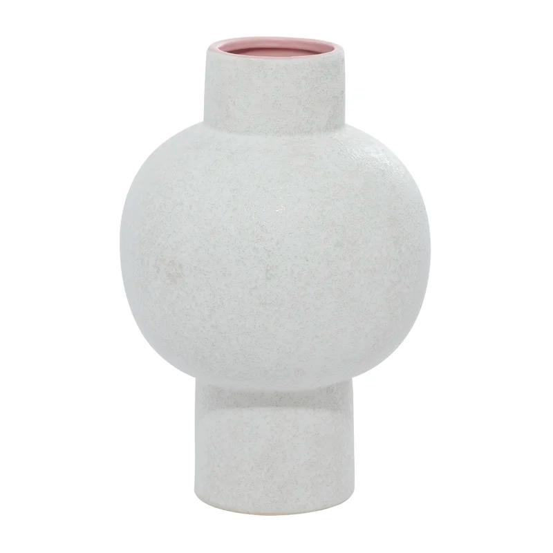 Modern Matte White Ceramic Geometric Table Vase 12.45"H