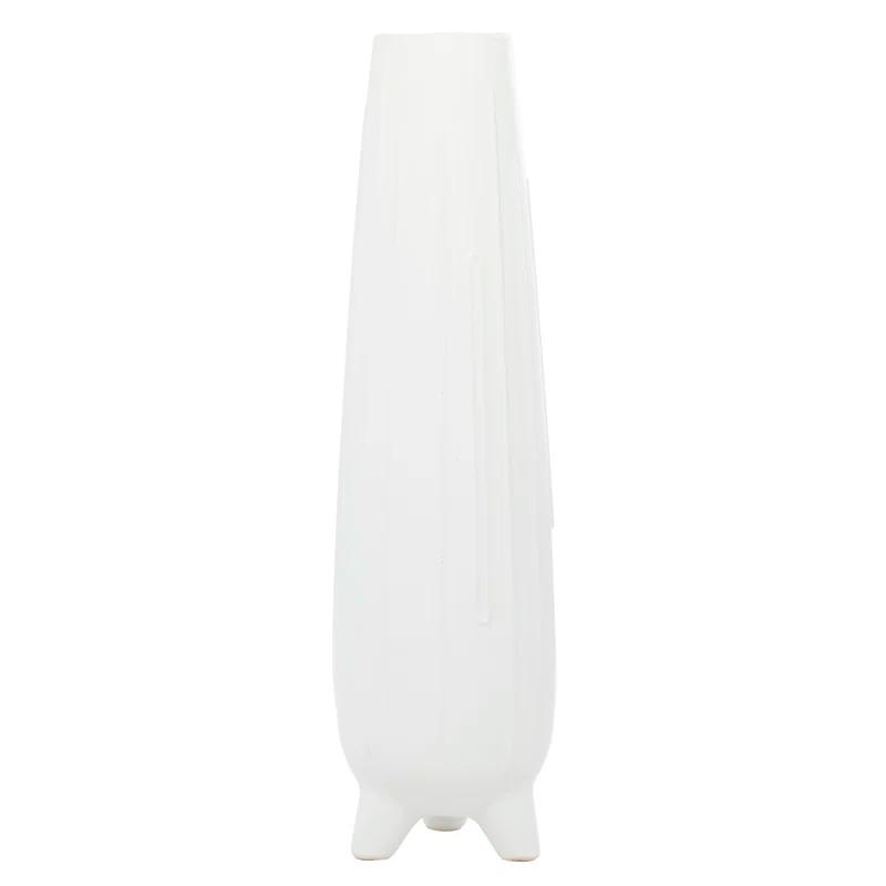 CosmoLiving by Cosmopolitan Cosmoliving By Cosmopolitan White Ceramic Contemporary Vase