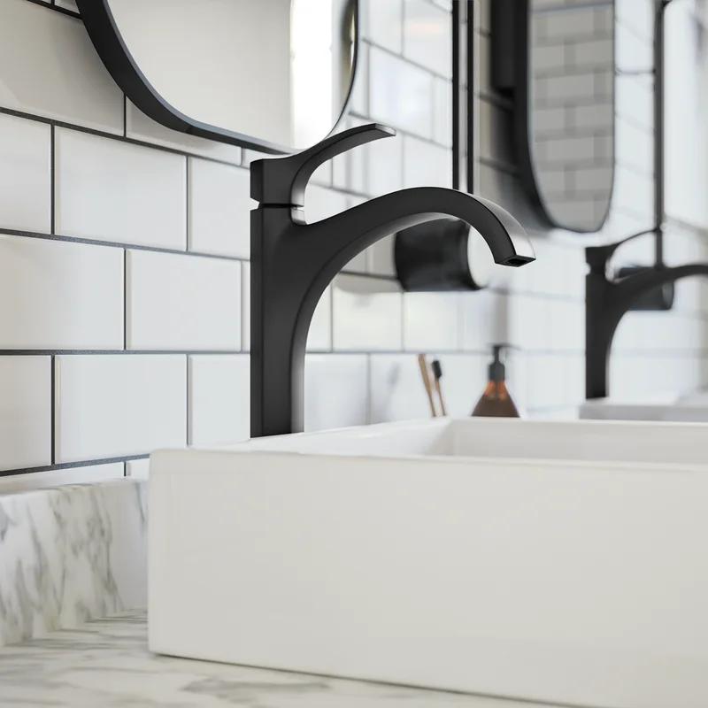 Locarno Matte Black Art Deco Inspired Single-Hole Bathroom Faucet