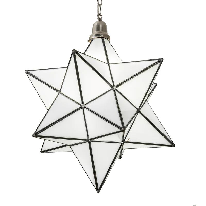 Moravian Star 28" Brushed Nickel Pendant with White Art Glass