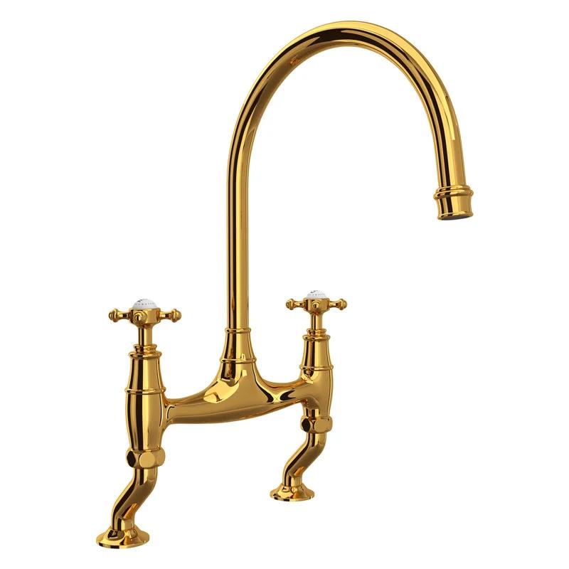Classic Georgian 14" Polished Nickel Double Handle Kitchen Faucet