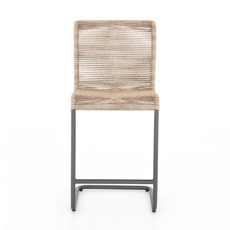 Grover 40" Brown Wicker and Iron Counter Stool