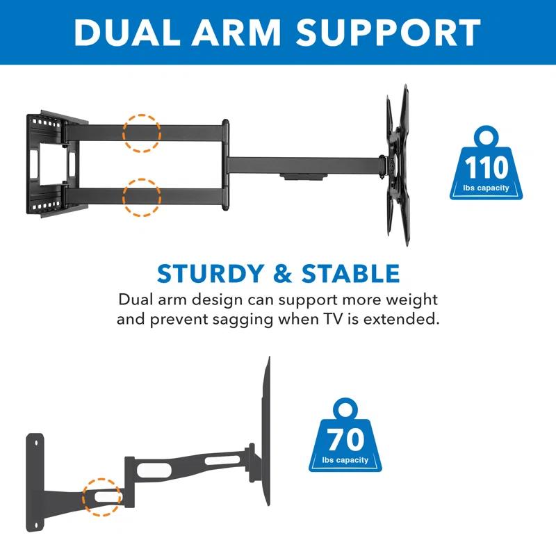 Mount-It Full Motion Extended Corner Long Arm TV Wall Mount |  40" Extra Long Reach Extension & Reviews | Wayfair