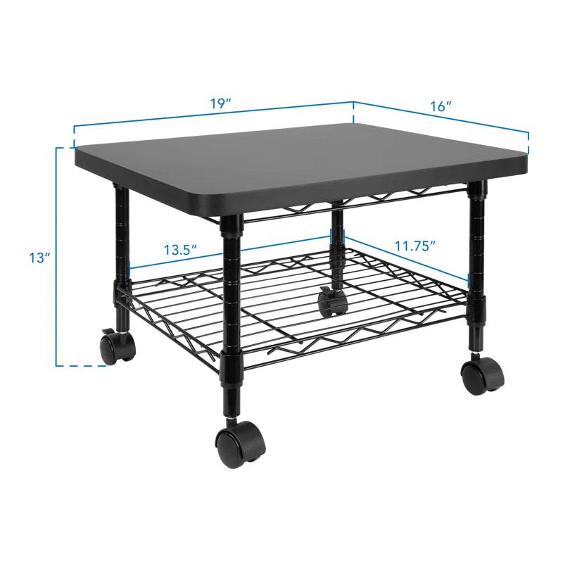 Mount-It! Under Desk Printer Stand with Wheels & Storage Shelf for Office and Home Use, 2 Tiers
