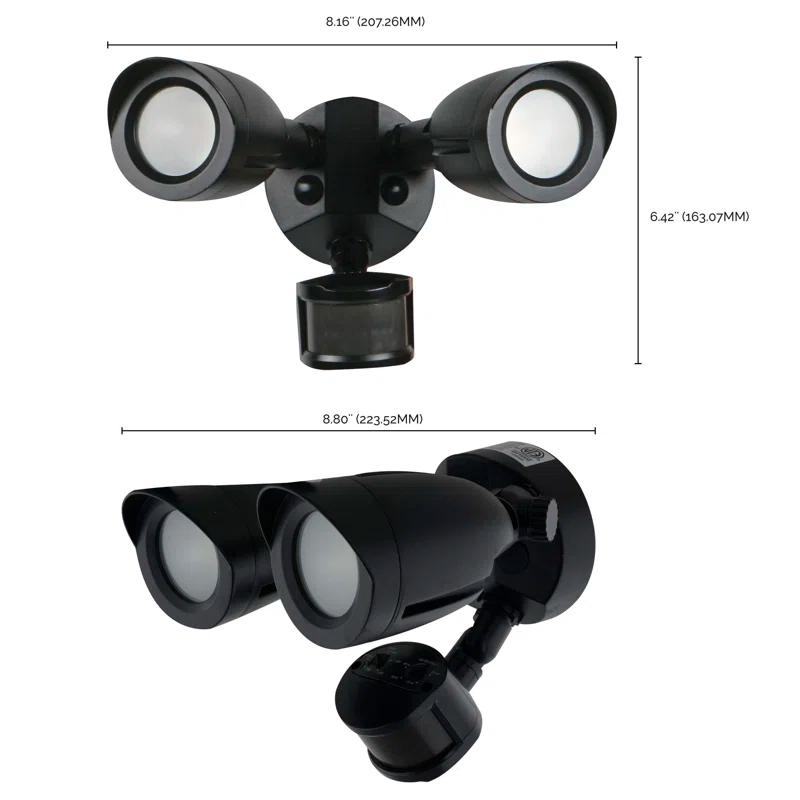 Nuvo 2 - Head LED Hardwired Dusk to Dawn Outdoor Security Flood Light with Motion Sensor
