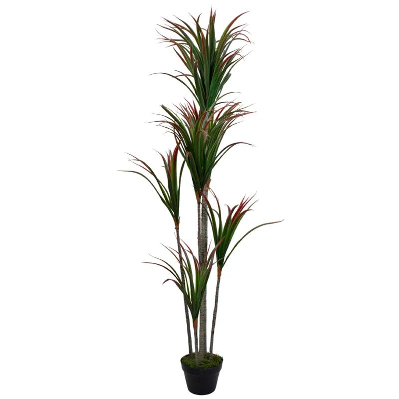 Elegant 5.5' Green Dracaena Marginata Artificial Potted Plant