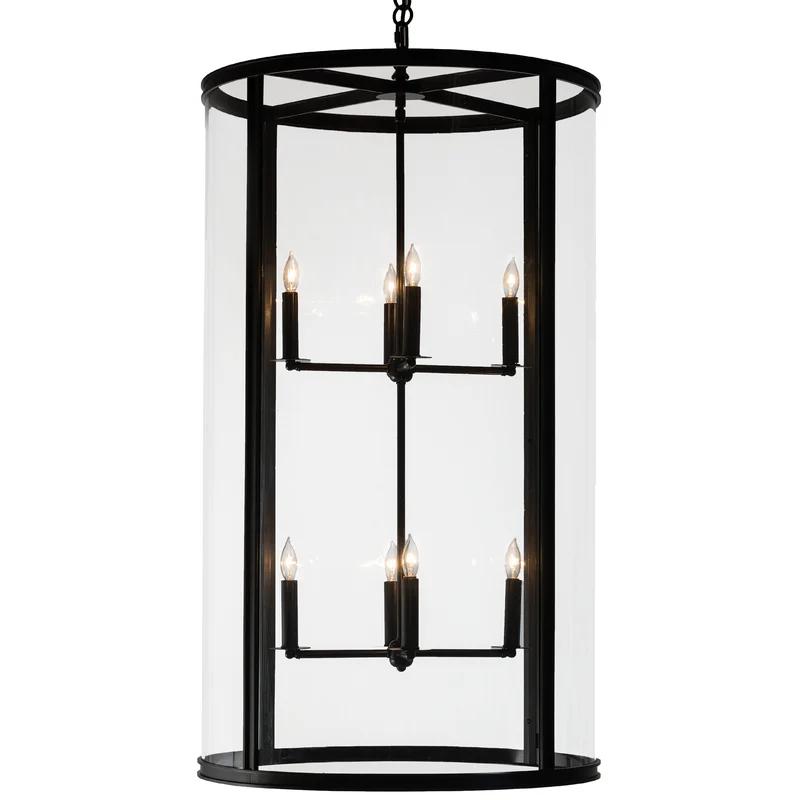 Craftsman Brown 8-Light Clear Glass Pendant