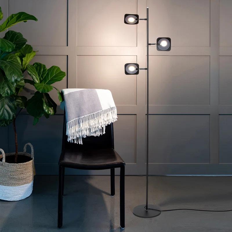 Brightech Tree Industrial LED 3-Way Dimming Floor Lamp with 3 Adjustable Spot Lights