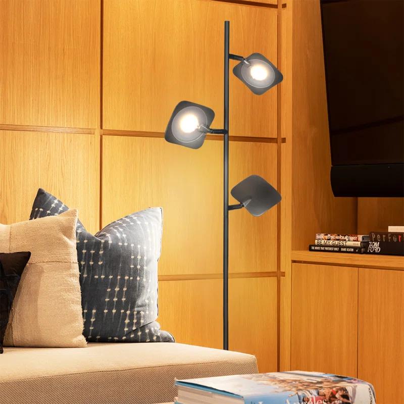 Brightech Tree Industrial LED 3-Way Dimming Floor Lamp with 3 Adjustable Spot Lights