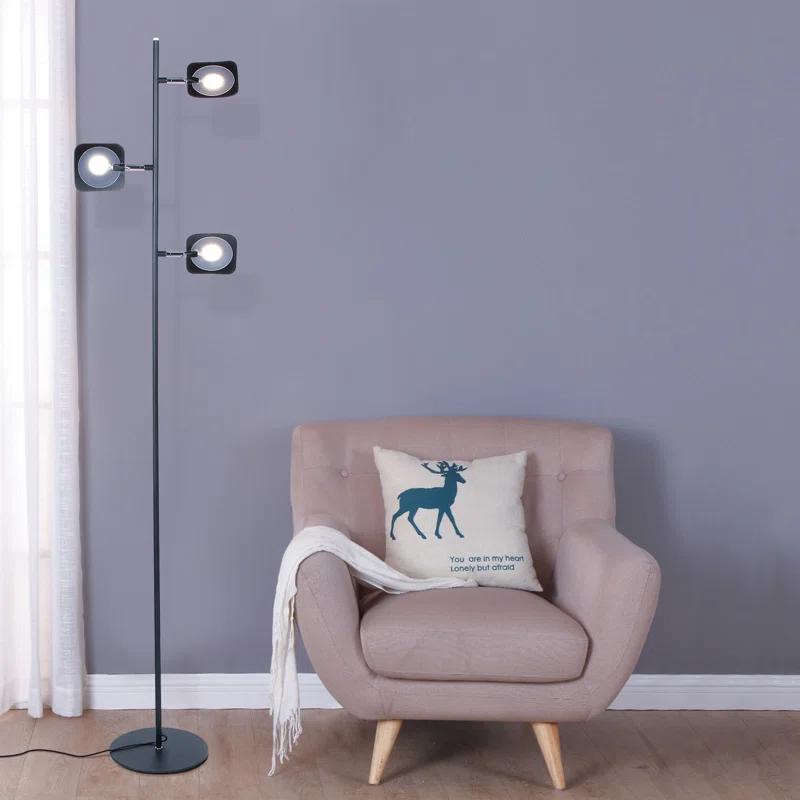 Brightech Tree Industrial LED 3-Way Dimming Floor Lamp with 3 Adjustable Spot Lights