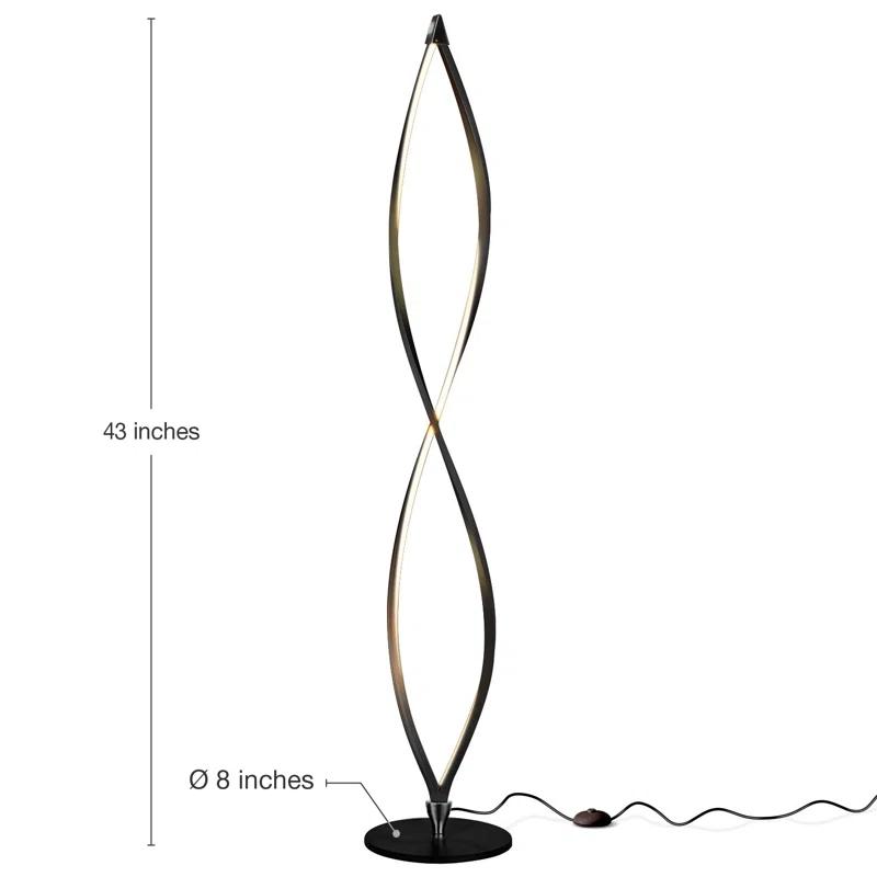 Brightech Twist 43 in. Industrial 2-Light LED Energy Efficient Floor Lamp with Built-In 3-Way Dimmer