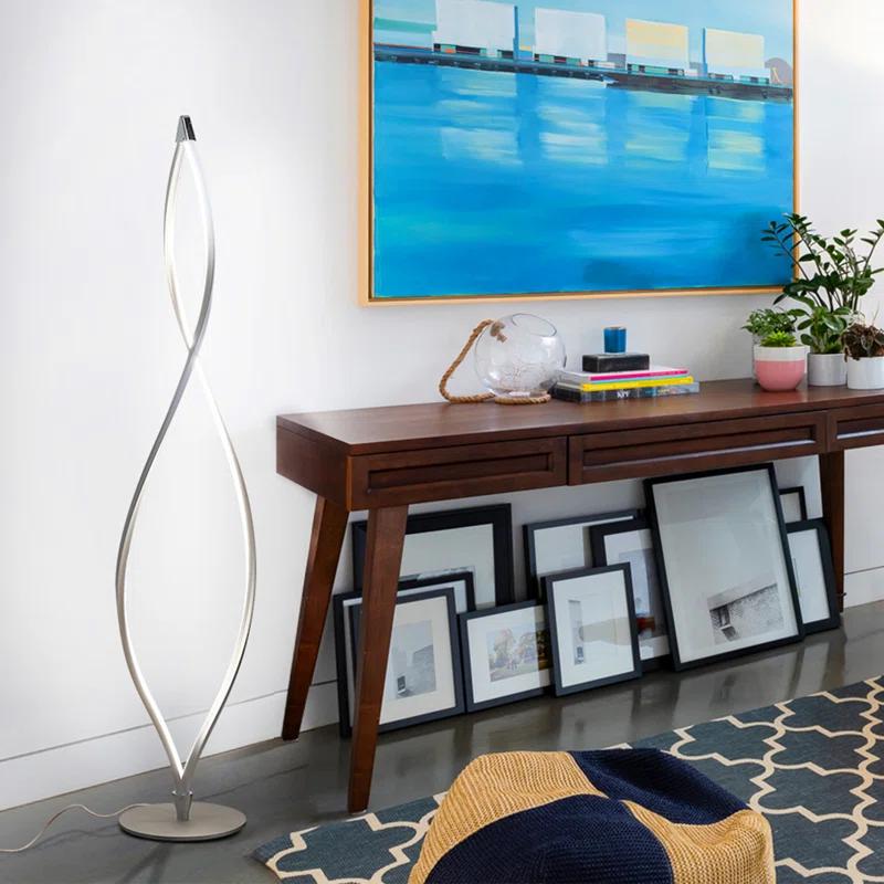 Brightech Twist 43 in. Industrial 2-Light LED Energy Efficient Floor Lamp with Built-In 3-Way Dimmer