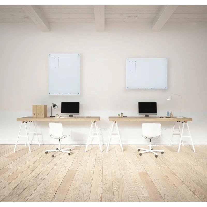 Freestanding White Tempered Glass Magnetic Board 36" x 24"