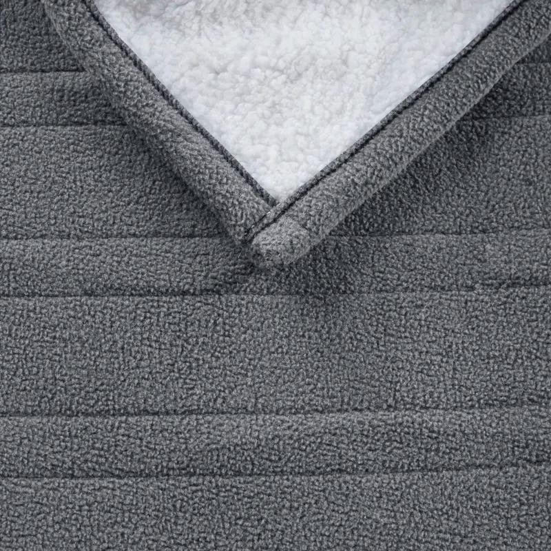 Cozy Comfort Dark Grey Fleece to Sherpa Reversible Heated Throw