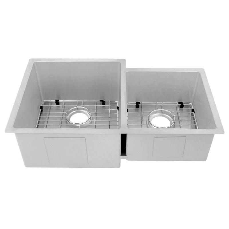 ZLINE 32 in. Jackson Undermount Double Bowl Satin Stainless Steel Kitchen Sink with Bottom Grid