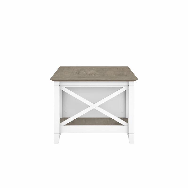 Modern Farmhouse Rectangular Coffee Table with Storage in Shiplap Gray & Pure White