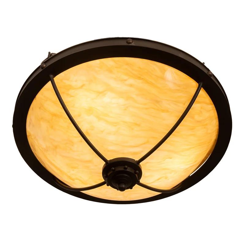 Freya Wrought Iron 3-Light Indoor/Outdoor Semi-Flush Mount in Sunflower & Black