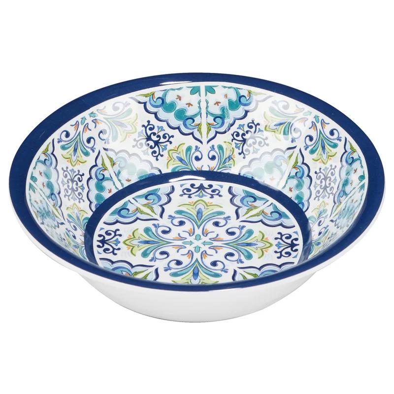 Mediterranean Mosaic Melamine 7.5" All-Purpose Bowls, Set of 6