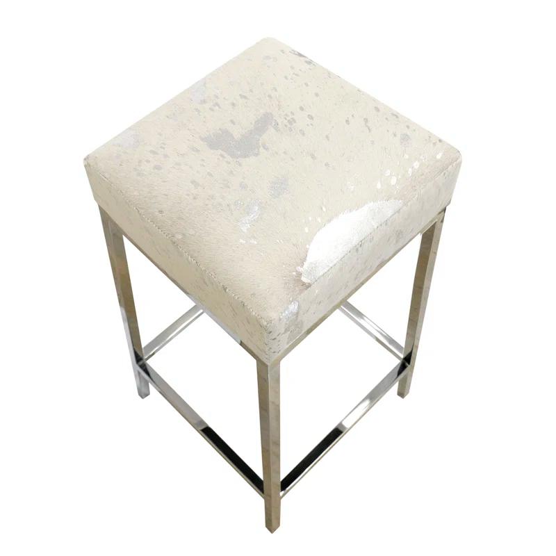 Pasargad Safari Stainless Steel & Cowhide Bar Stool