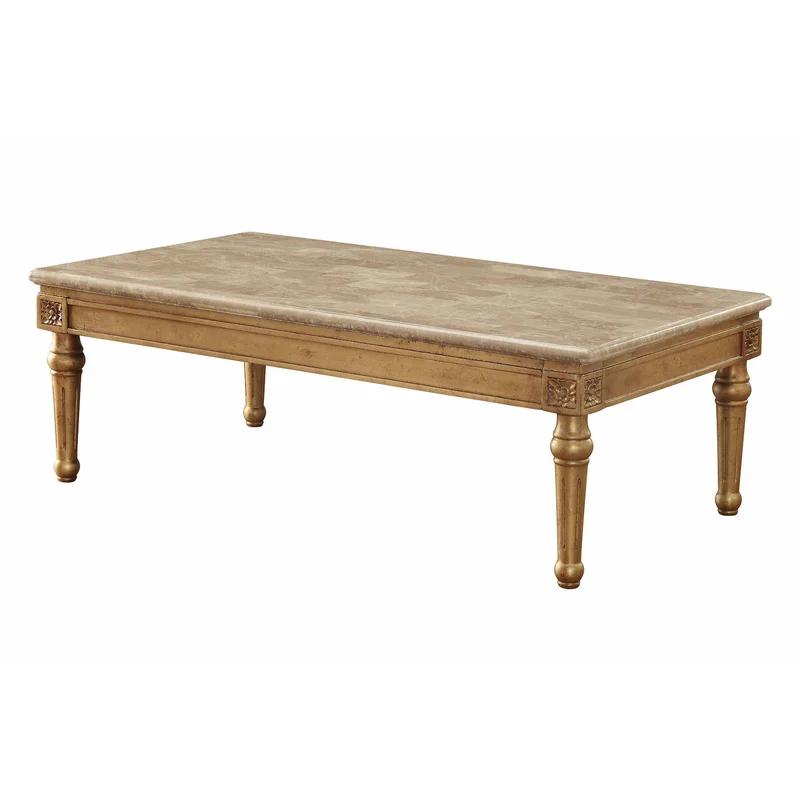 Elegant Rectangular Lift-top Coffee Table with Marble and Wood