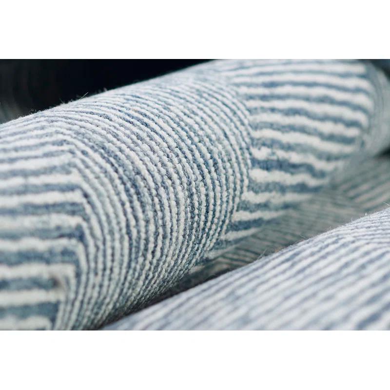Momeni 8'x10' Charles Zig Zag Handtufted Area Rug Denim Blue: Wool, Cotton & Latex Backing, Low Pile, Indoor Use