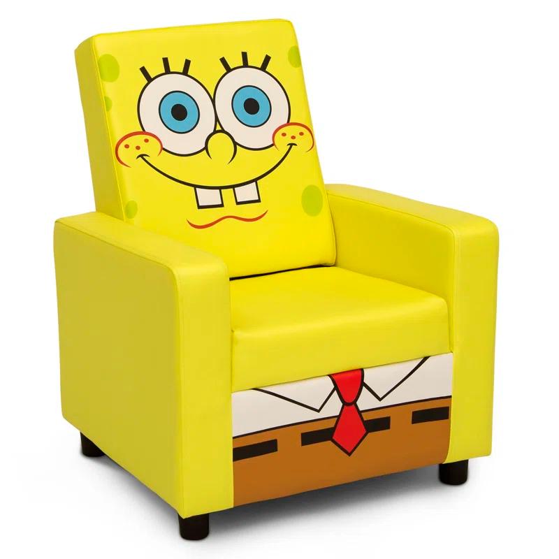 SpongeBob SquarePants Cozy High Back Kids' Chair in Brown Faux Leather