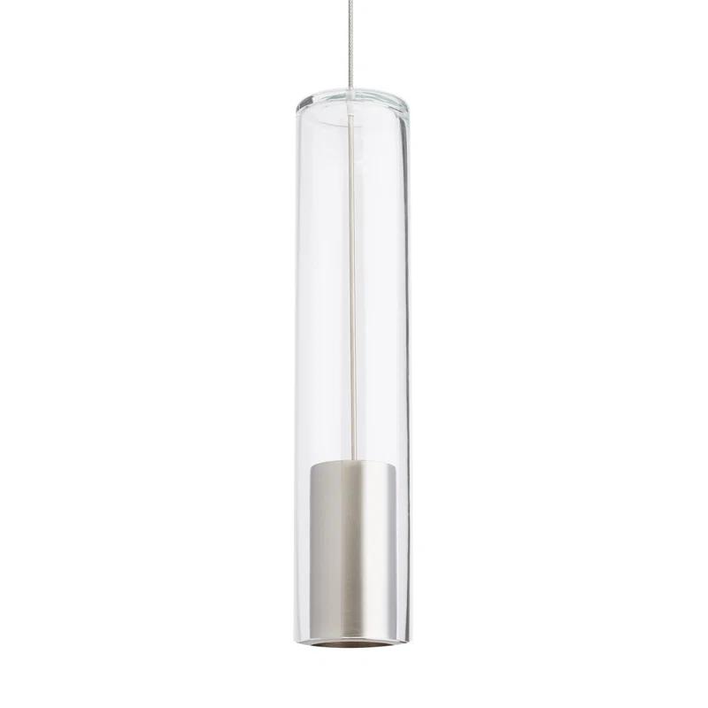 Captra Satin Nickel Mini LED Pendant Light with Clear Glass Shade
