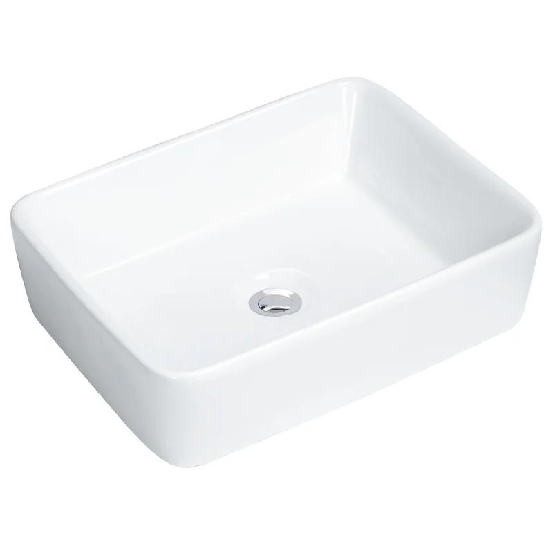 Valera 19" White Ceramic Rectangular Vessel Bathroom Sink