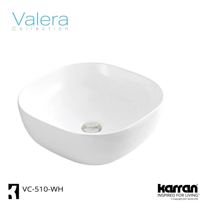 Karran Valera 17 In. Vitreous China Square Vessel Bathroom Sink