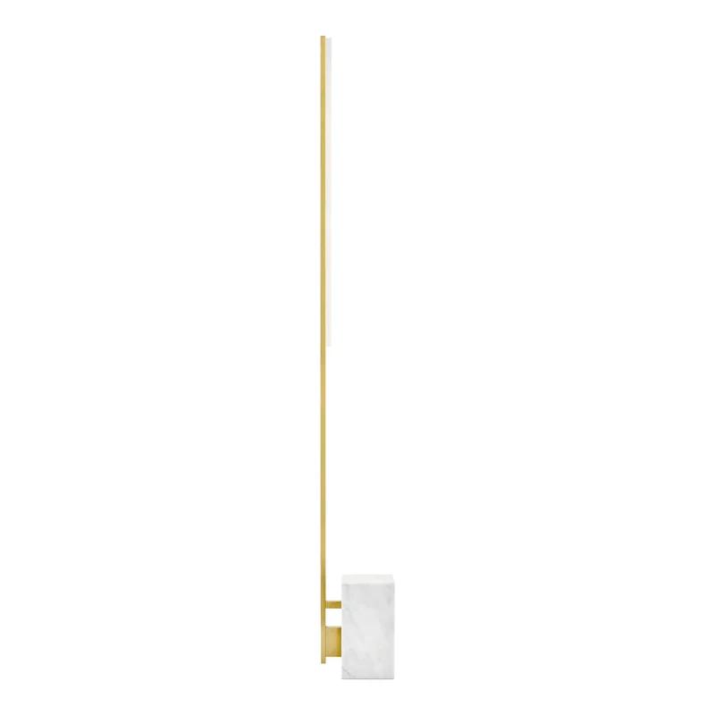 Klee Minimalist Natural Brass & White Marble LED Floor Lamp with Shelf