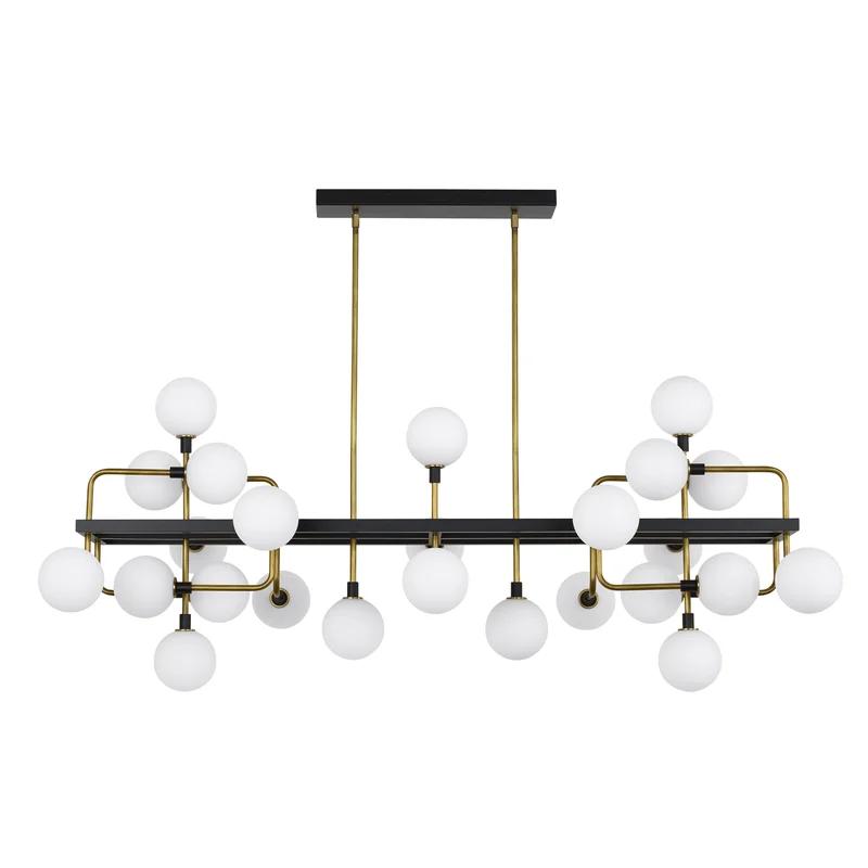 Celestial Viaggio Brass Sputnik Chandelier with Opal Glass Globes