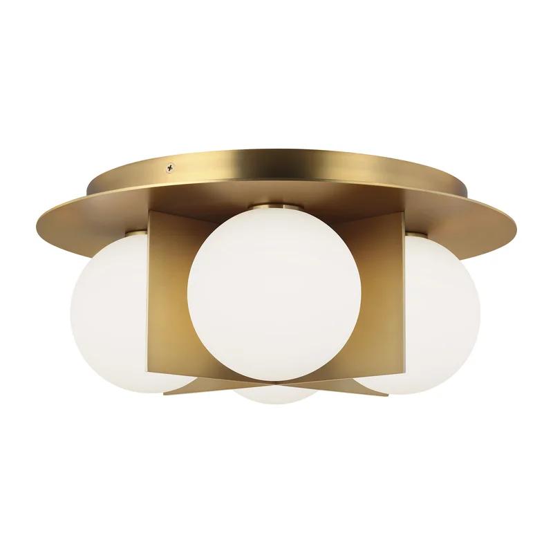 Aged Brass Globe LED Flush Mount with Glass Shade