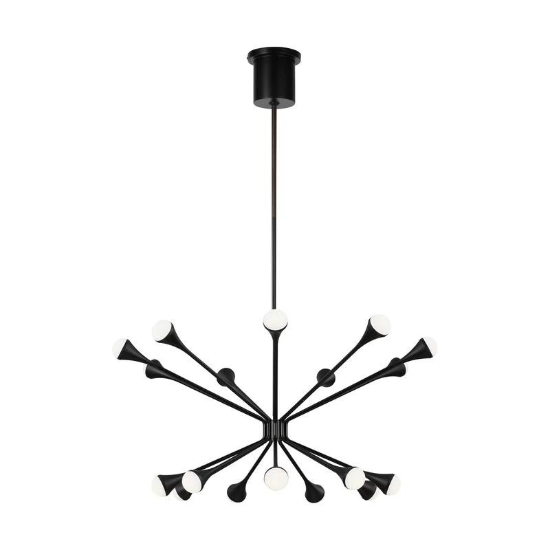 Matte Black Dual-Ring 18-Light LED Chandelier