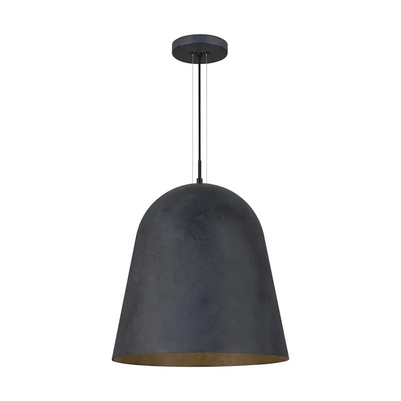 Weathered Zinc Industrial Bowl Pendant with Sand Casted Shade