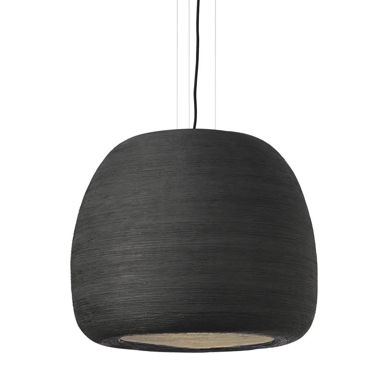 Elegant Black Ceramic Drum Pendant Light with Adjustable Cord