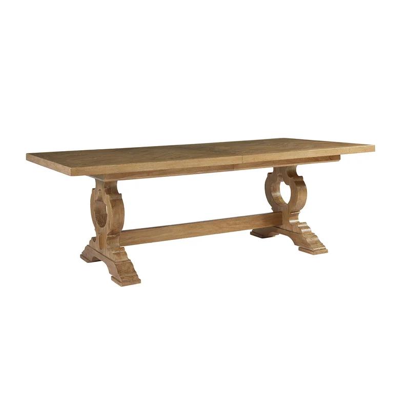 Elegant Herringbone Extendable Wood Dining Table in Brown