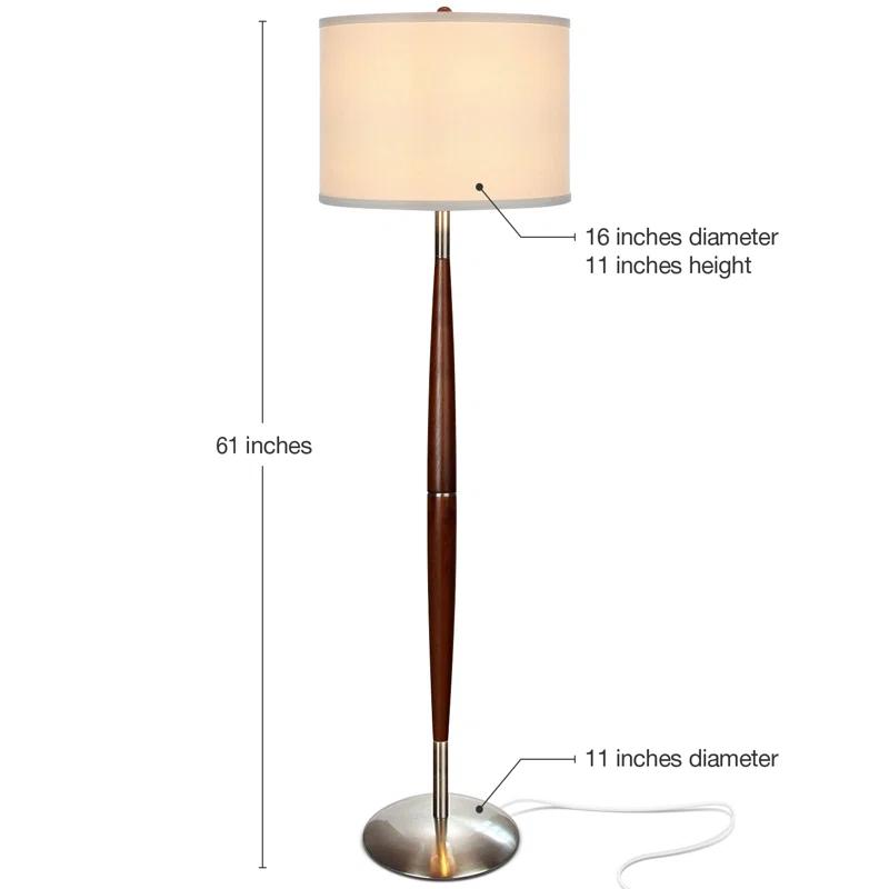 Lucas 61 in. Mid-Century Modern 1-Light LED Energy Efficient Floor Lamp