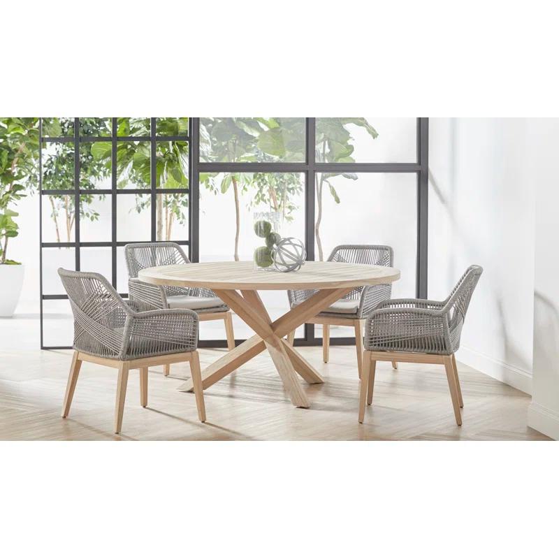 Boca 63" Transitional Gray Teak Round Outdoor Dining Table