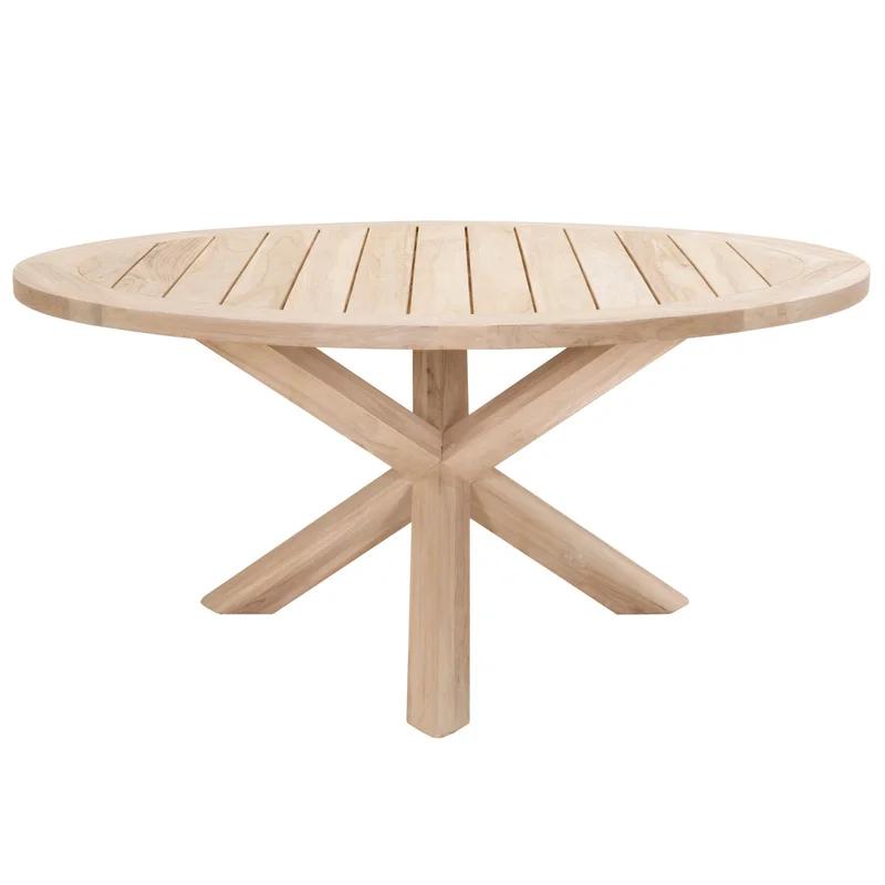 Boca 63" Transitional Gray Teak Round Outdoor Dining Table