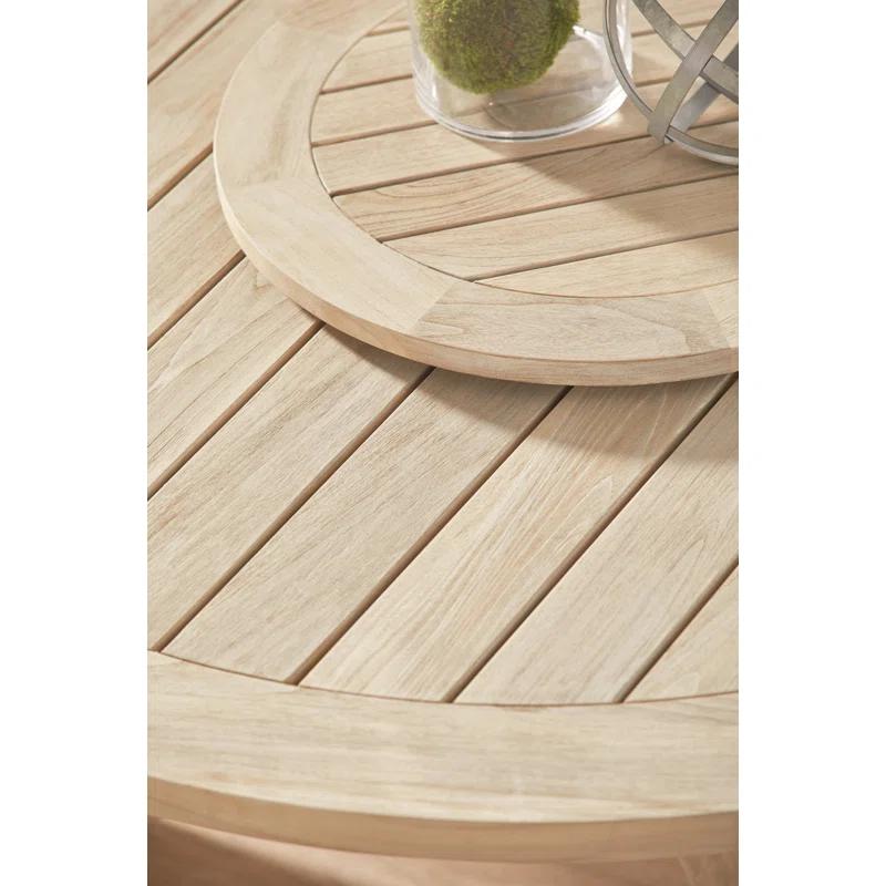 Boca 63" Transitional Gray Teak Round Outdoor Dining Table